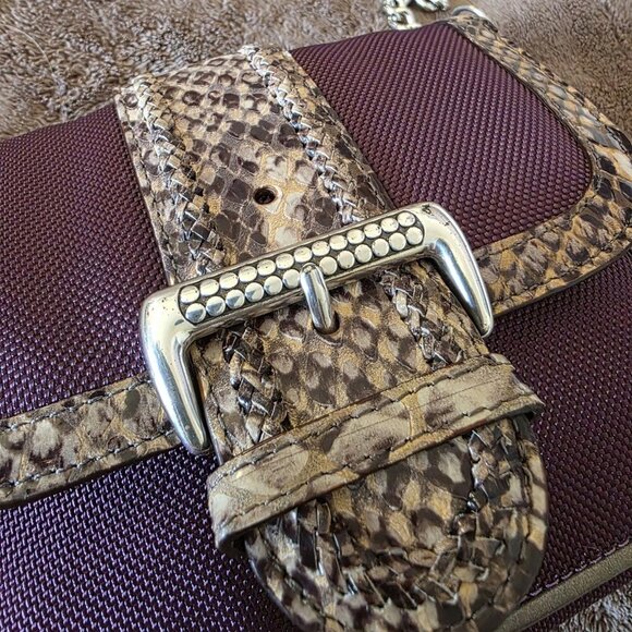 Brighton Portland Plumberry Purple Nylon & Embossed Leather Buckle Flap Silver - Picture 11 of 15